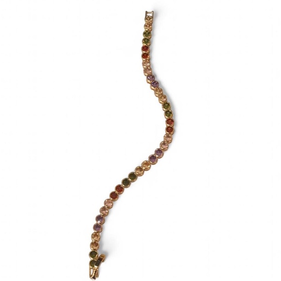 18K Rose Gold Plated Tennis Bracelet – Multicolor Rhinestones – NWOT - Picture 3 of 4